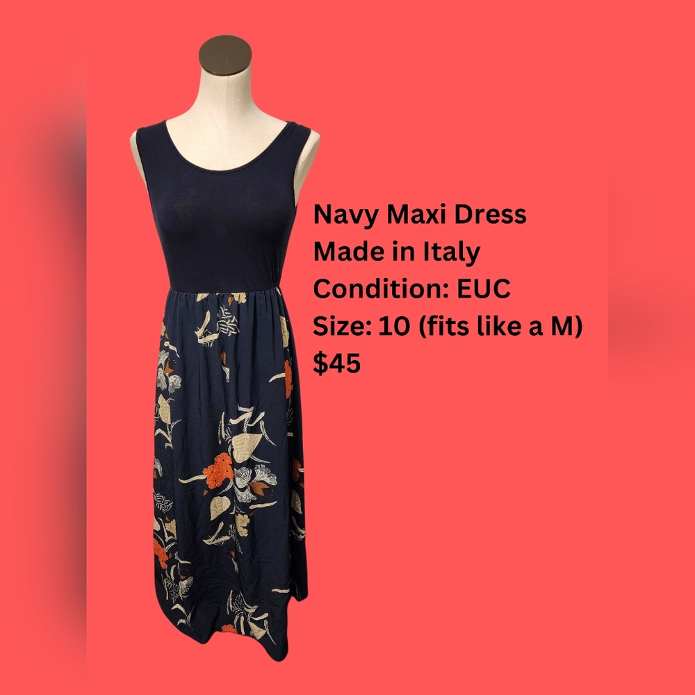 Navy and Floral Maxi Dress
